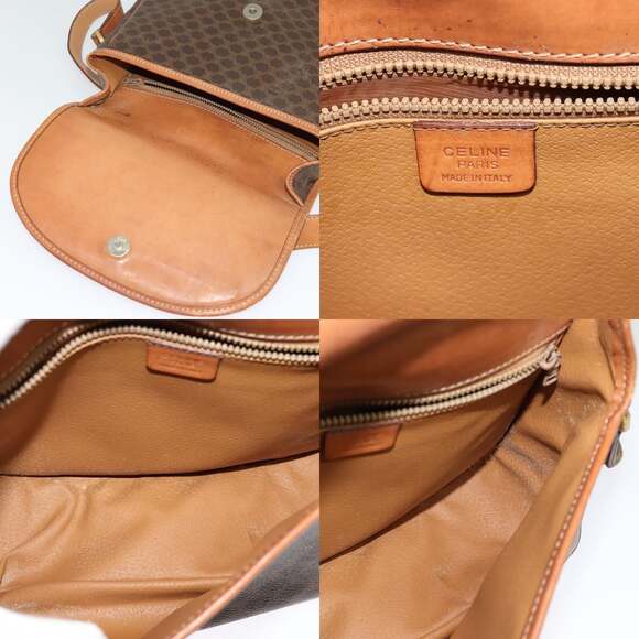 CELINE Macadam Canvas Shoulder Bag Pvc Leather Brown Gold - Picture 11 of 12